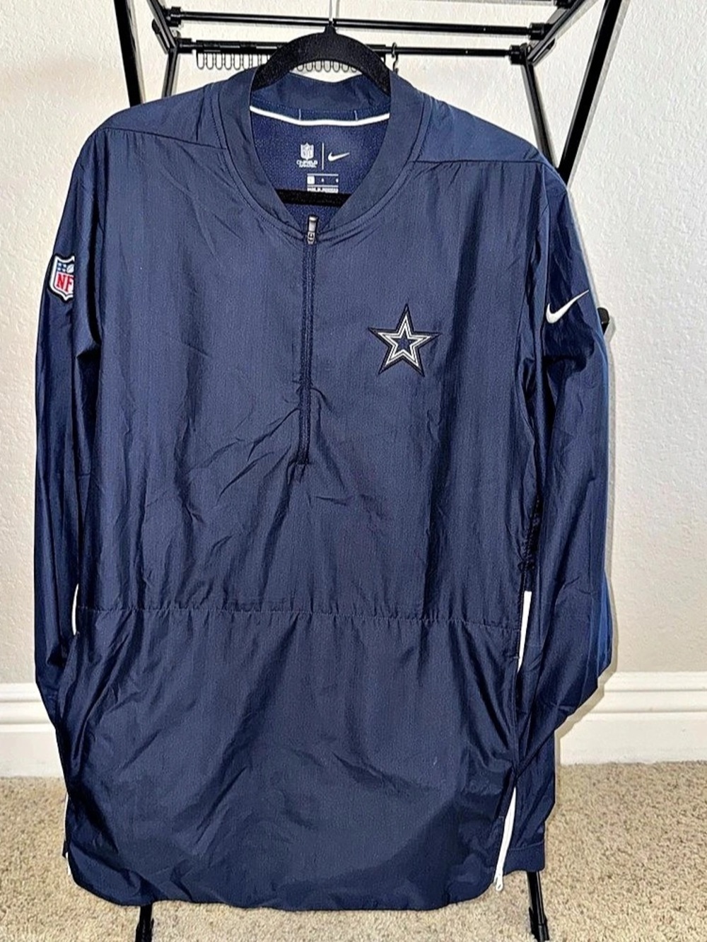 Nike Dallas Cowboys NFL On Field Quarter Zip Windbreaker Jacket Mens Large